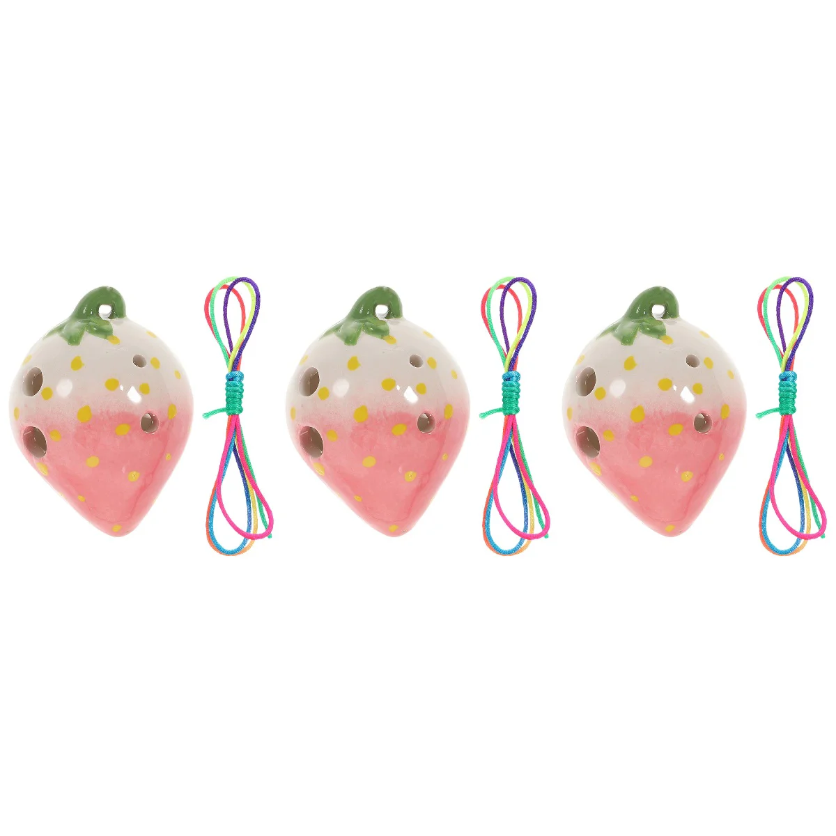 

3pcs Ceramic 6 Holes Ocarina Cartoon Strawberry Ocarina Practice Ocarina Musical Instrument
