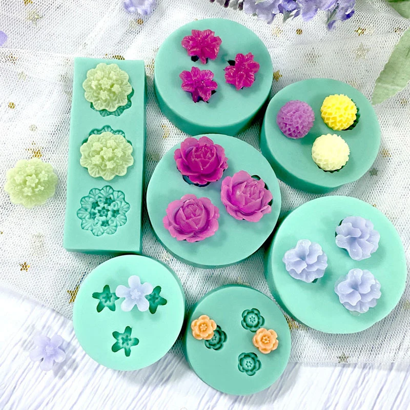 

Fondant Mini Mold Silicone Chocolate DIY Handmade Flower Heart Model Baking Valentine's Day Cake Decoration 3D Bougie Drop Glue