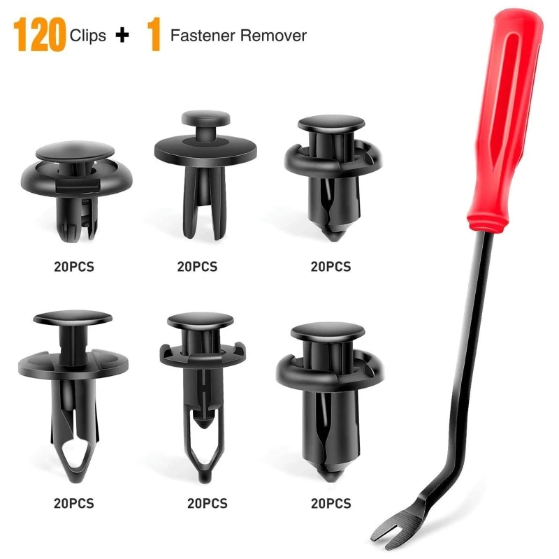 

Fasteners Rivet-Door Panel Liner Clip Auto Clamp 120x Bumper-Fender Removal Tool