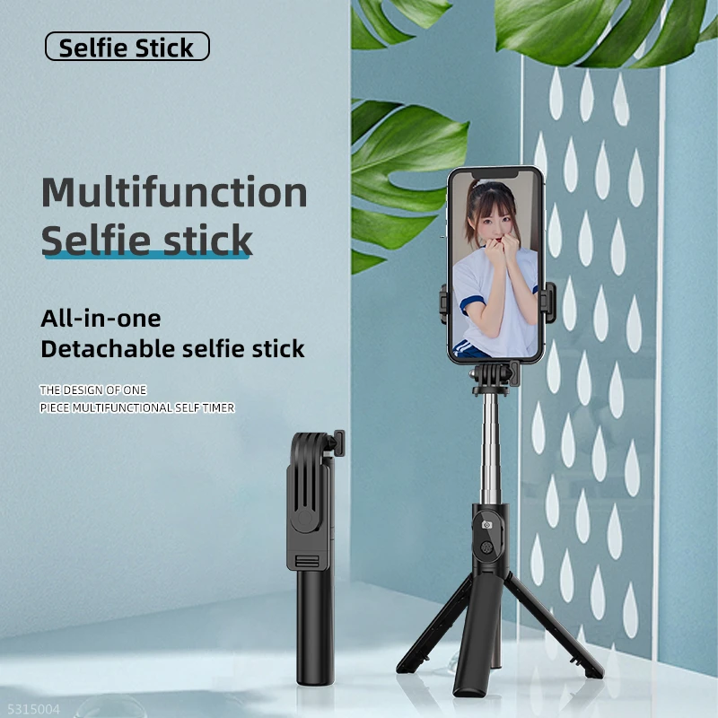 FANGTUOSI NEW Bluetooth Selfie Stick Foldable Wireless Tripod with Bluetooth Shutter Stainless Steel Monopod for Shot and Live