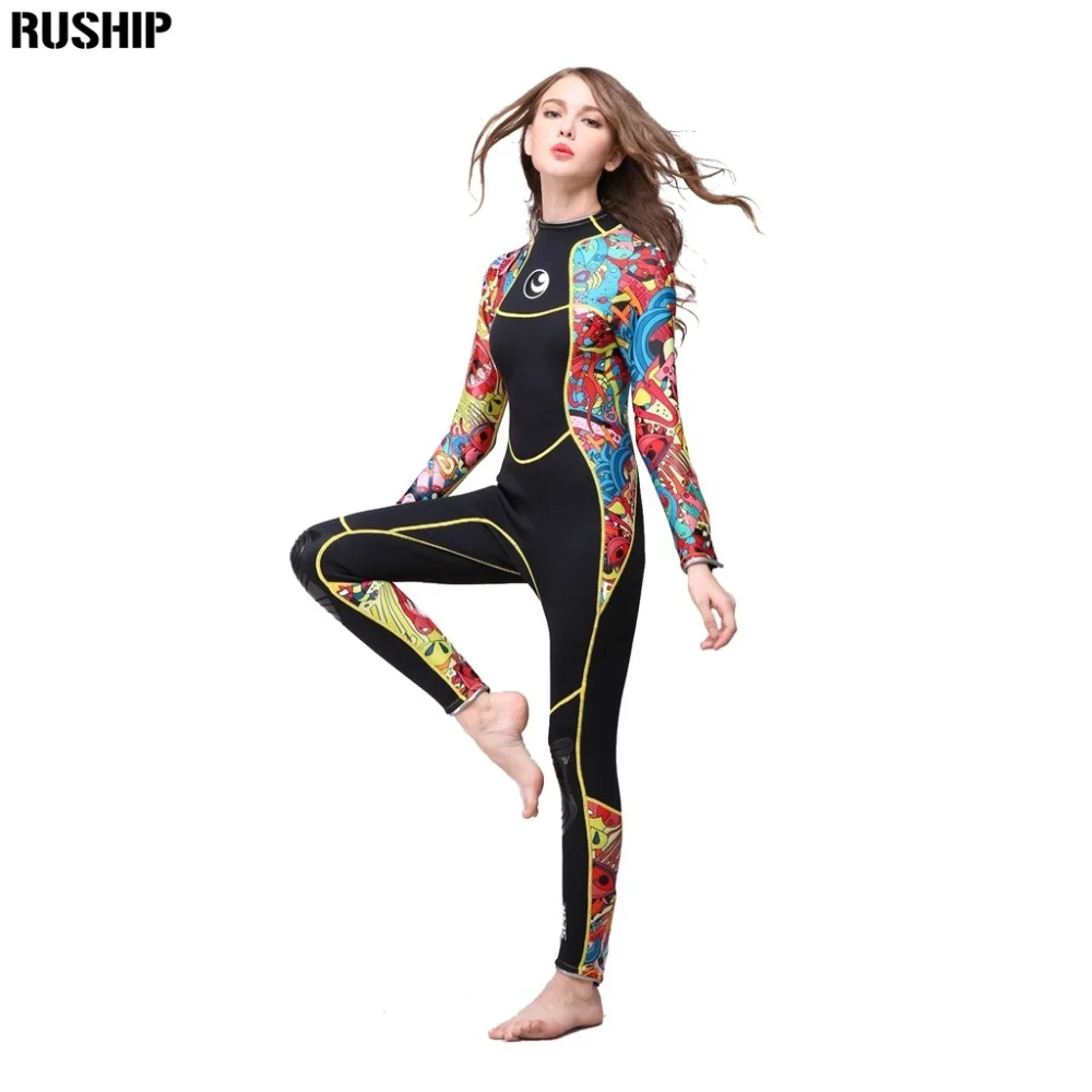 

Hisea Women 3 MM SCR Neoprene Wetsuit High Elasticity Color Stitching Surf Diving Suit Equipment Jellyfish Clothing Long Sleeved