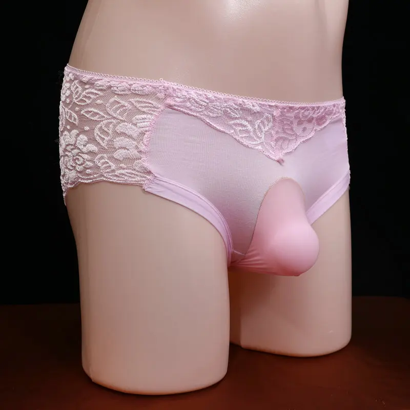 

Men Lace See-through Underwear Sexy Sissy Bugle Pouch Briefs Thong Panties Seamless Sexy Gay Men Underwear Thong Breathable Brie
