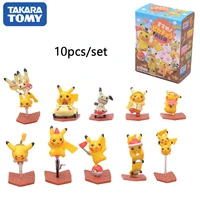 10pcsset pokemon pikachu action figure anime cute kawaii japanese pvc doll cartoon movie toys gifts for children girls boys