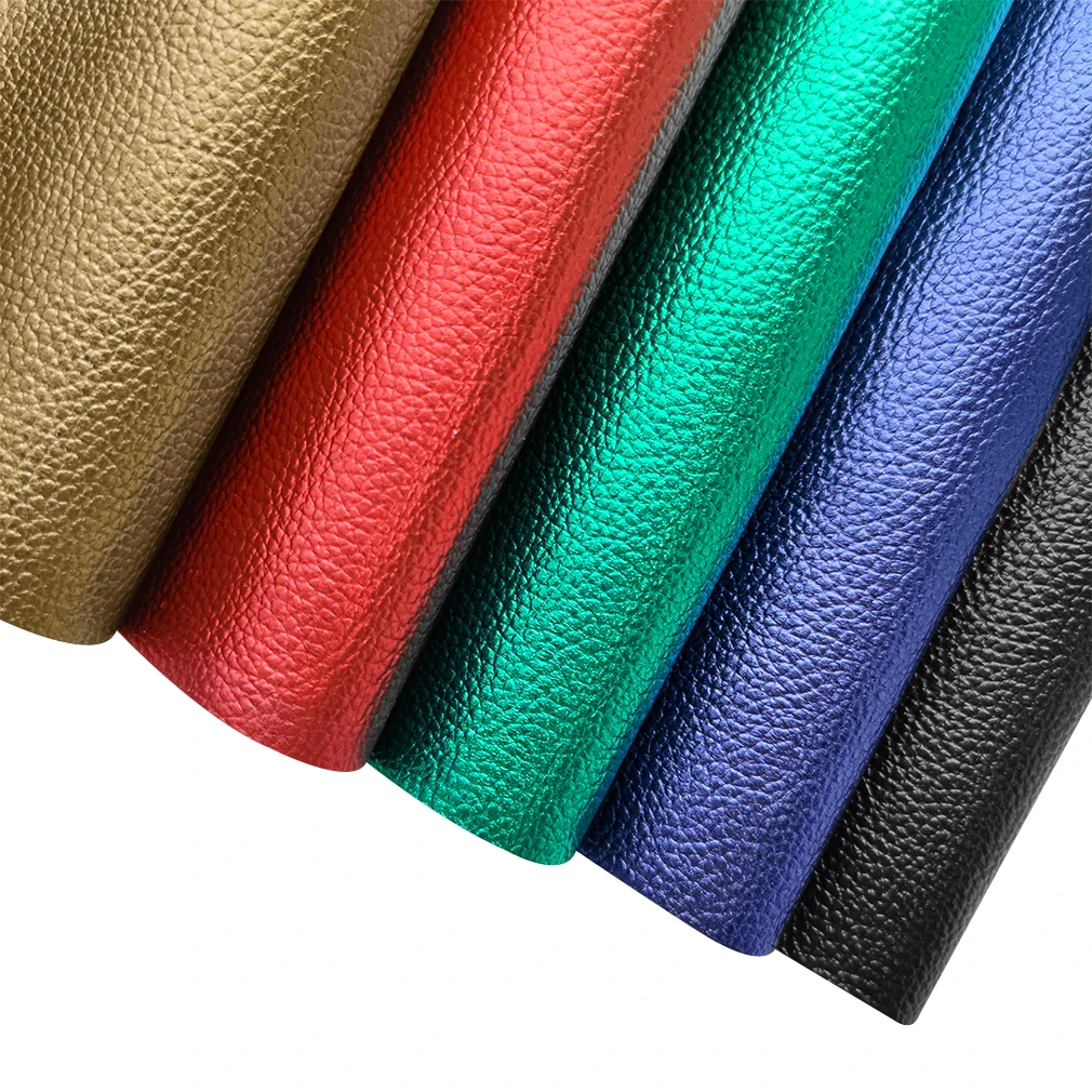 

Metallic Litchi Grain Design PU Embossed Faux Fabric Leather Sheet for Shoe Purse Wallet Earring Craft DIY Material 50x135cm