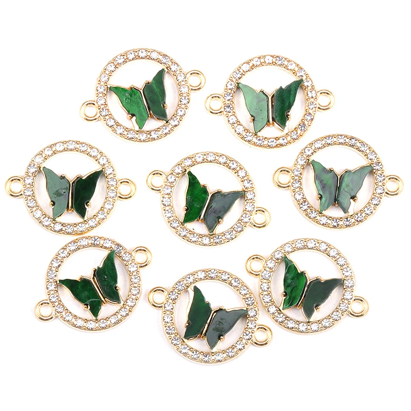 15Pcs 16* 22MM Romantic Enamel Alloy Butterfly Connector Ladies Charm DIY Jewelry Necklace Bracelet Earrings Making Accessories