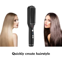 enhanced hair straightener heat brush ceramic ionic straightening brush hot comb with anti scald feature