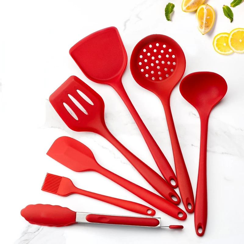 

1Pcs Kitchenware Silicone Kitchen Utensils Soup Spoon Spatula Brush Spatula Pasta Server Whisk Kitchen Cooking Tools Tableware