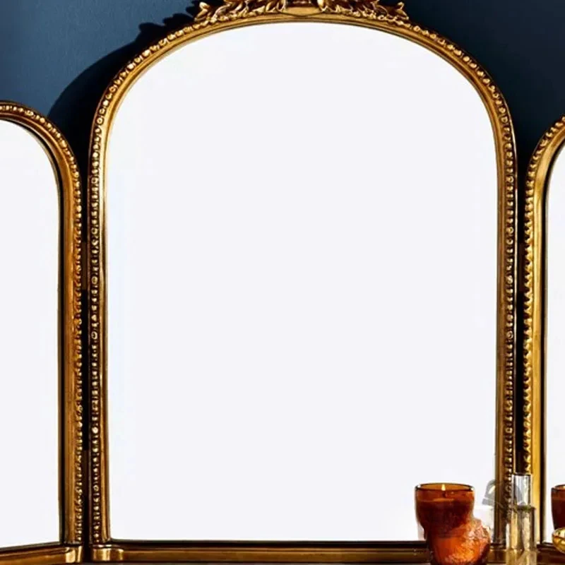 Metal Makeup Mirror Gold Frame Macrame Vintage Irregular Luxury Dressing Self Cut Dekoracyjne Lustra Home Decoration