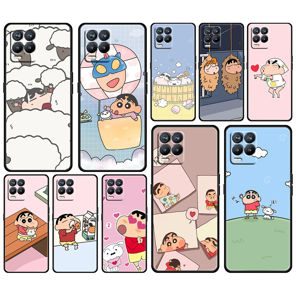 

Cute Anime Crayon Shin-chan For OPPO Realme GT Neo Master Edition 9i 8 7 Pro C21S Narzo 30 5G Fundas Soft Black Phone Case Cover