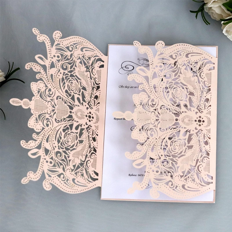 

10/20/50pcs Wedding Invitation Card Laser Cut Lace Greeting Cards Engagement Marriage Business Event Party Invite Favor Supplies