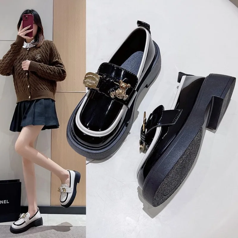 Японская Искусственная Униформа Jk Черные Лакированные Кожаные Туфли На Плоской