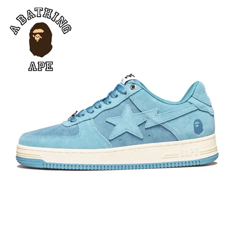 

A BATHING APE STA Morandi Visual Effect Skateboarding Shoes Leather Casual Board Shoes Street Contrast Low Top Sports Shoes