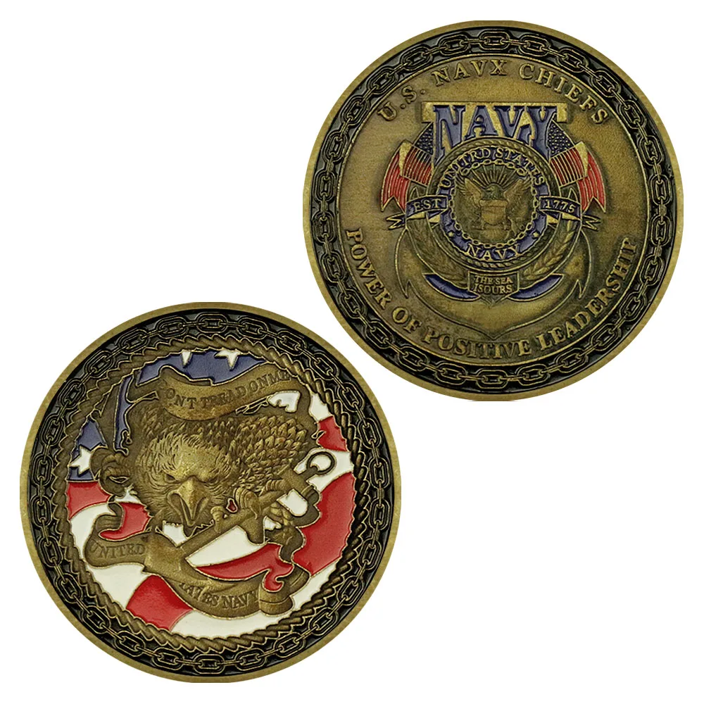

United States Military Coin US Navy Chiefs Power of Positive Leadership Bronze Plated Commemorative Coin Collection Art