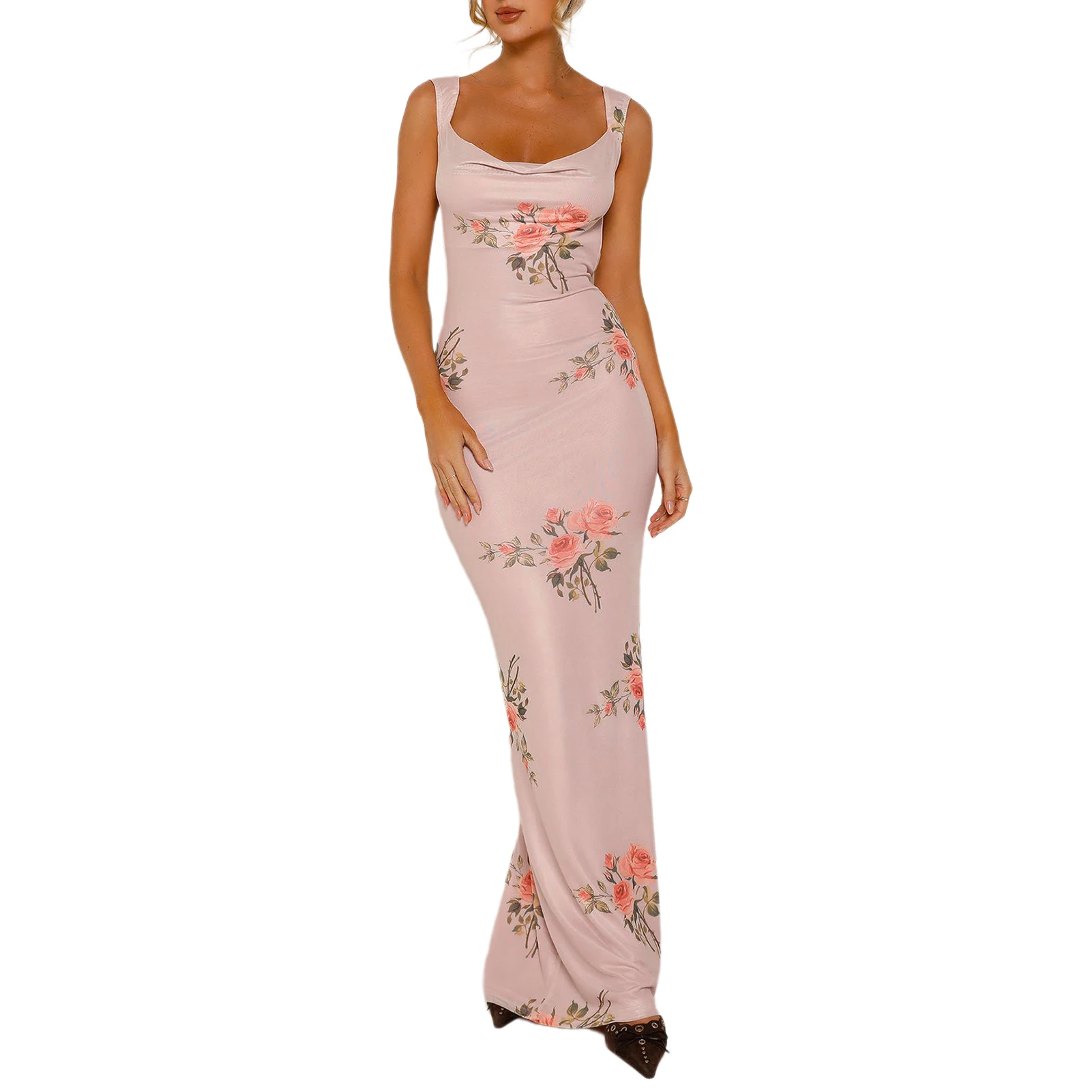 

Women Y2k Sexy Long Dress Casual Sleeveless White Length Dress Elegant Vintage Slim Fit Tank Summer Dress 2000s