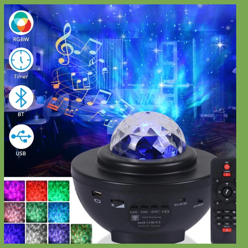 Starry Sky Galaxy Projector Light Bluetooth USB Voice Control Music Player LED Night Light Projection Lamp Gift