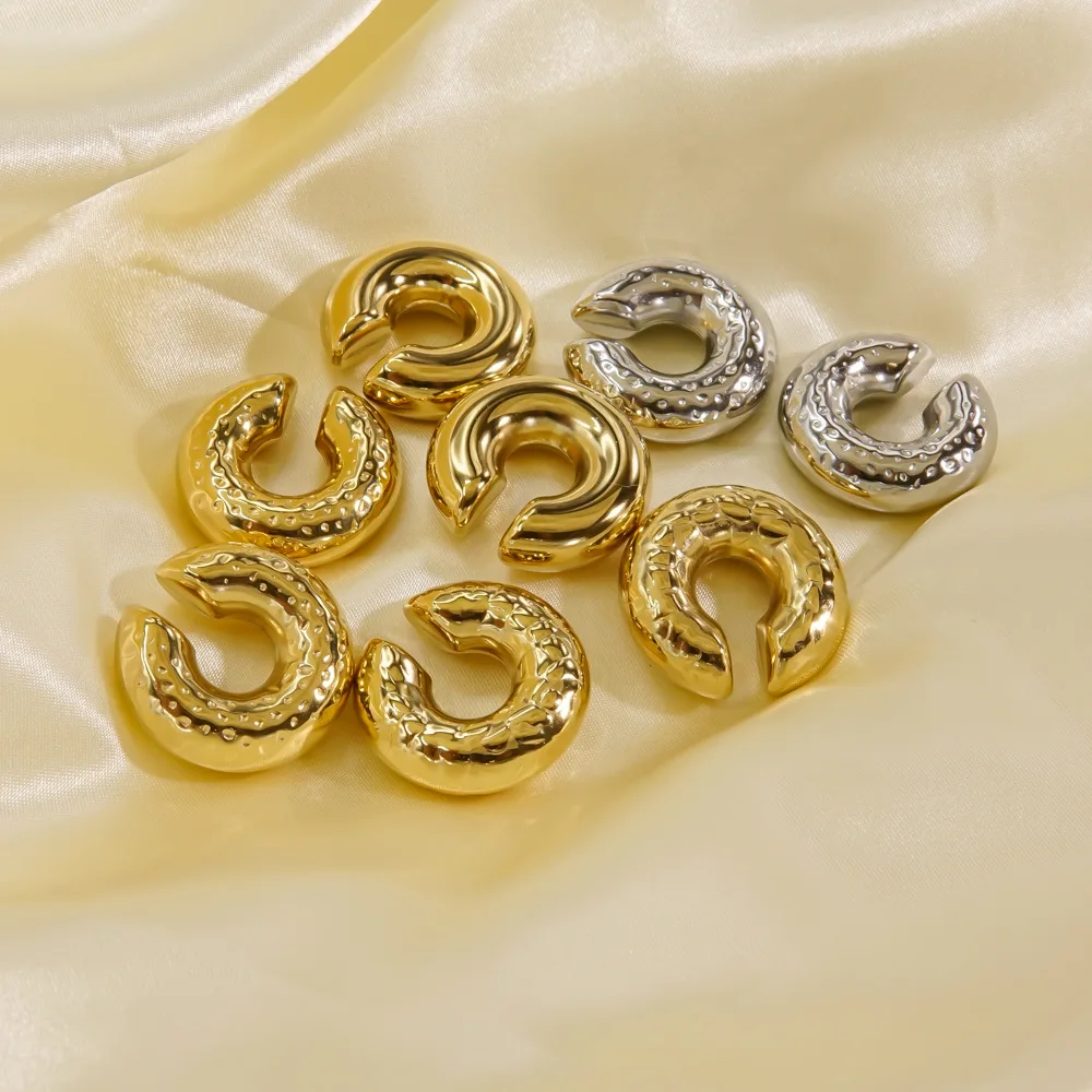 Массивные серьги-каффы carliдана из нержавеющей стали с-образные 18K