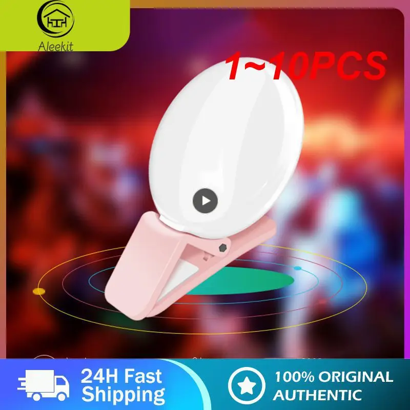 

1~10PCS Mini Q Selfie Ring Light LED Flash Phone Lens Light USB Rechargeable Clip Mobile Phone Fill Lamp Women Selfie Lights