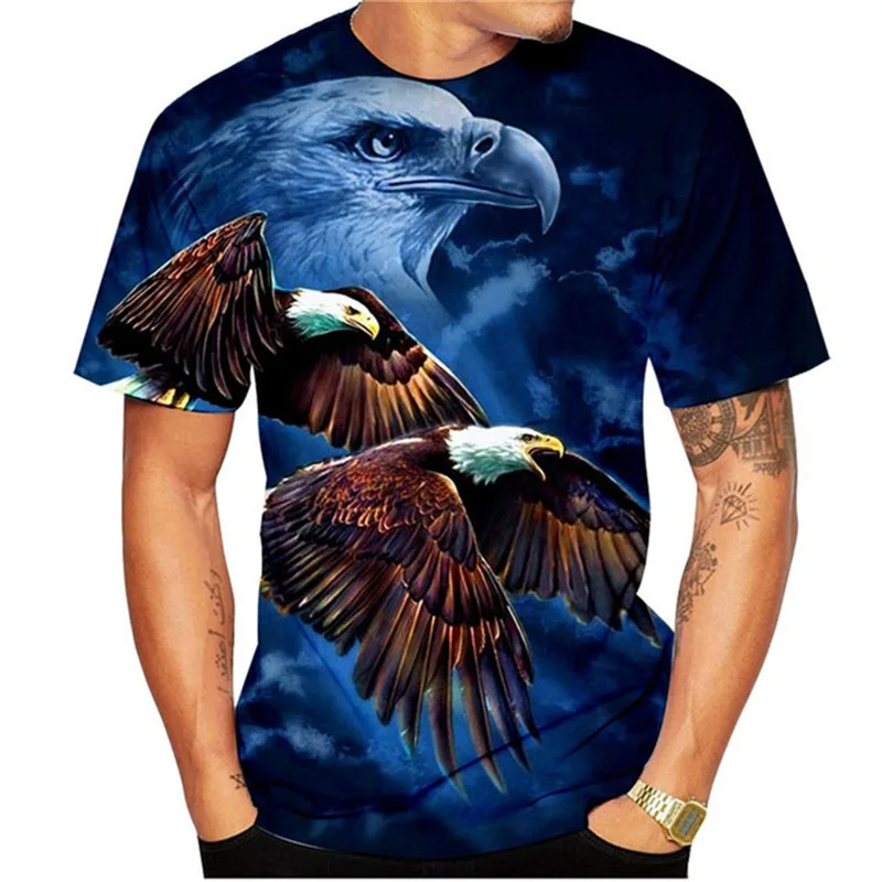 

Leisure Summer Printed T-shirts with Short Sleeves Round Collar Men's Shirt Everyday Men's Eagle 3 D Digital Printing T-shirt