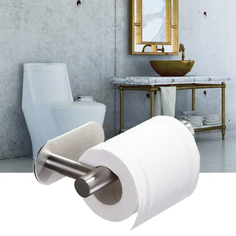 

Toilet Paper Holder Iron Roll Paper Rack Bathroom Kitchen Cupboard Hanging Paper Towel Holder Tissue Cling Film Storage Rack