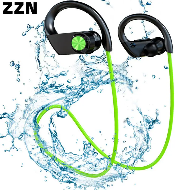 

ZZN Wireless Sport Running Headphone IPX7 Waterproof Bluetooth-Compatible Earphone HiFI Bass Hands-Free With Mic Stereo Headset