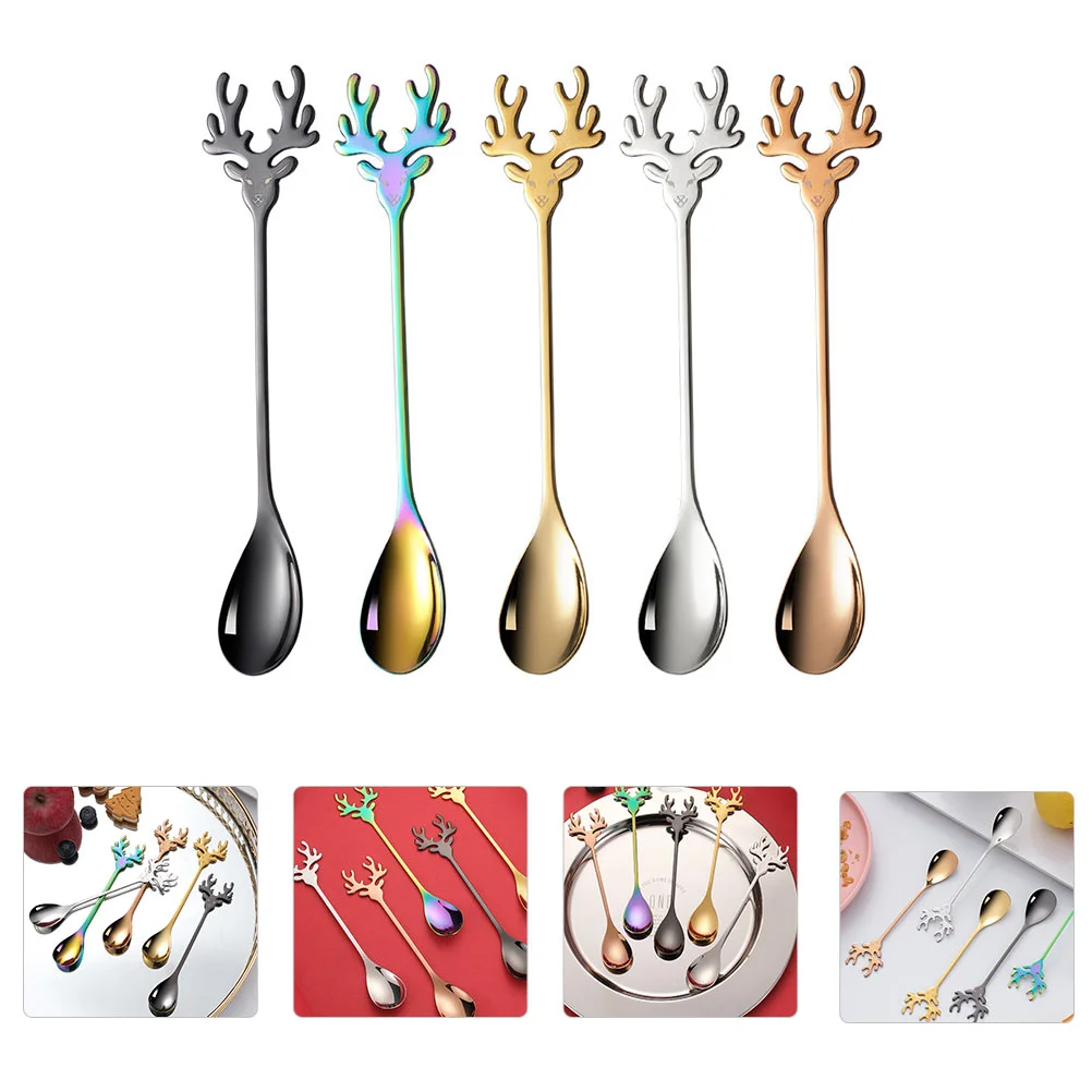 

Spoon Spoons Christmas Stirring Teaspoons Kitchen Coffee Pancake Decoration Mini Cream Ice Spatula Dessert Scoops Tree Espresso