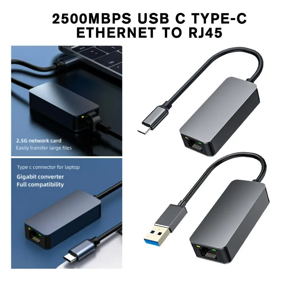 

2500Mbps 2.5G USB C Ethernet Adapter 2.5 Gigabit Type C To Lan RJ45 Card For W2G6 For Windows 7/8/10 For PC Laptop