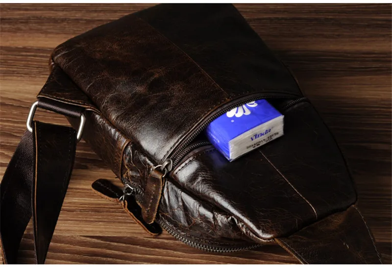 Vintage luxury genuine leather men's chest bag outdoor daily designer handmade natural real cowhide sports crossbody bags