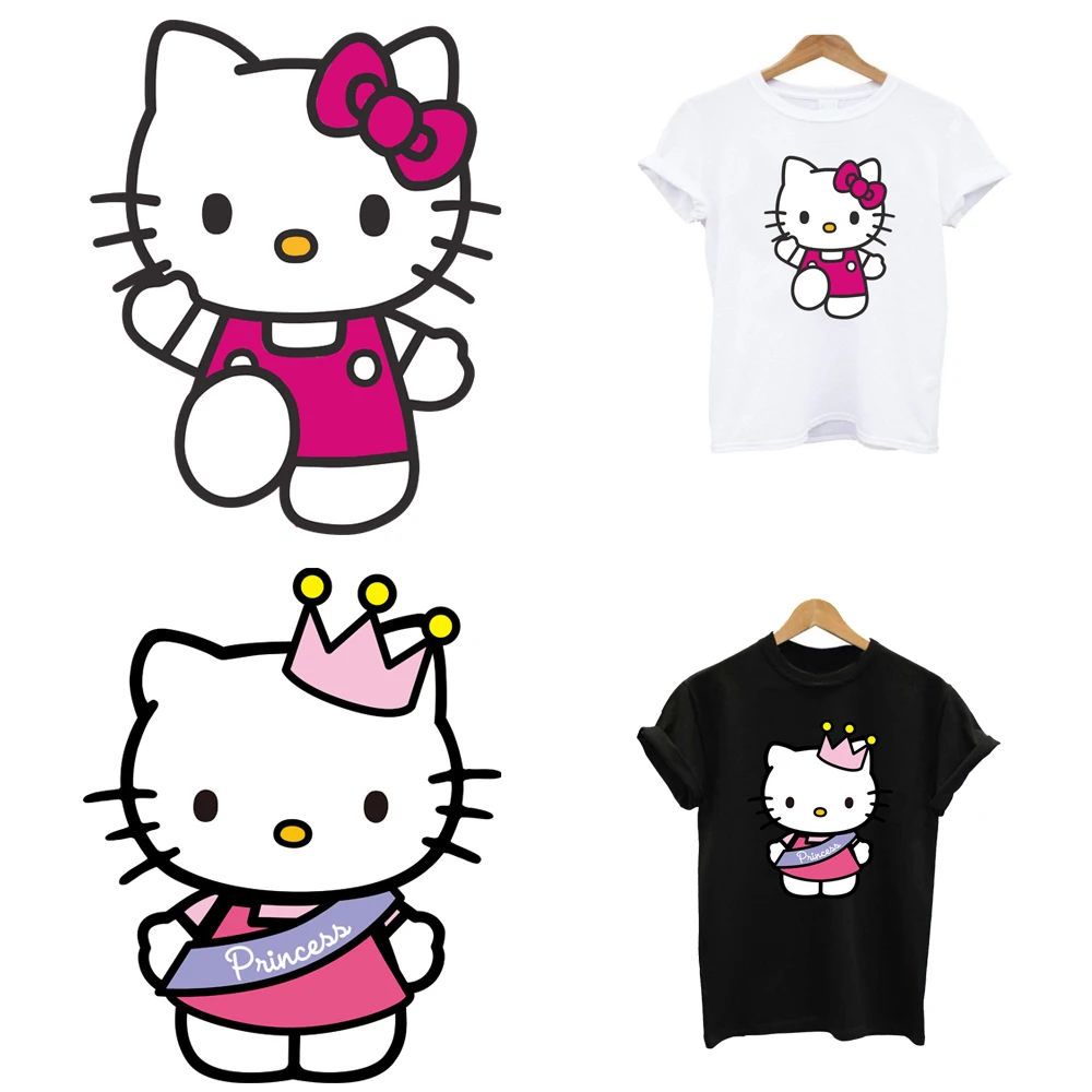 2 шт./партия термонаклейки с принтом Hello Kitty