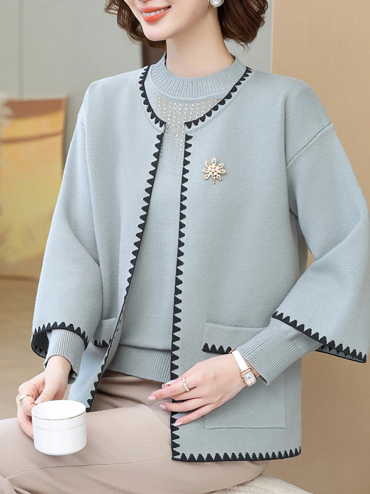 Брендовая осенняя одежда для мам верхняя новинка 2024 топ шерстяной свитер женщин