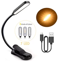 usb rechargeable book light mini 7 led reading light 9 level warm cool white flexible easy clip lamp read night reading lamp