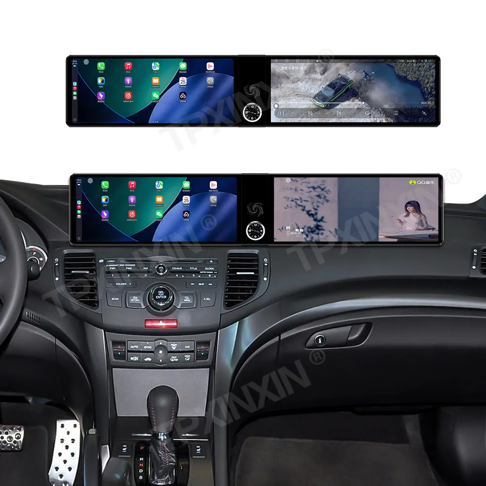 Фото Двухэкранное автомобильное радио 12,3 дюйма для Honda Spirior 2009-2013, Android 13, HD-экран, CarPlay, GPS-навигация, мультимедийный проигрыватель, головное устройство для авто №1