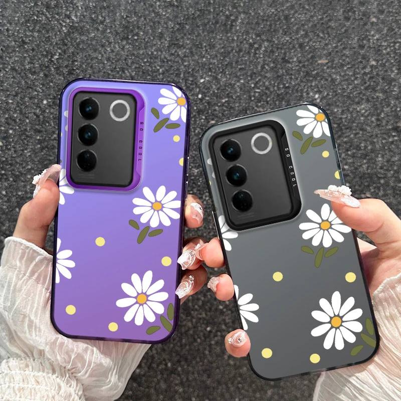 Чехол для vivo S16e V27e V27 E белый минималистичный чехол телефона с цветочной росписью