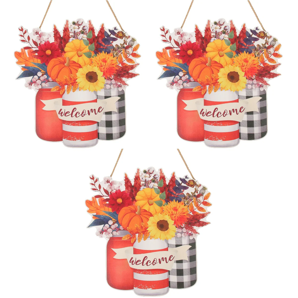 

3 Pack Fall Wooden Door Hangers Wedding Sign Thanksgiving Day Wood Door Hanger Fall Decor Listing Coat Hanger Christmas Plaque