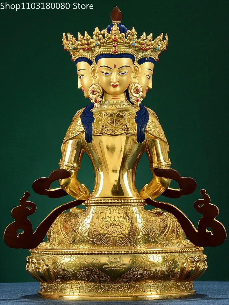 Медная латунная позолоченная статуя Будды ваирокана женской скульптура