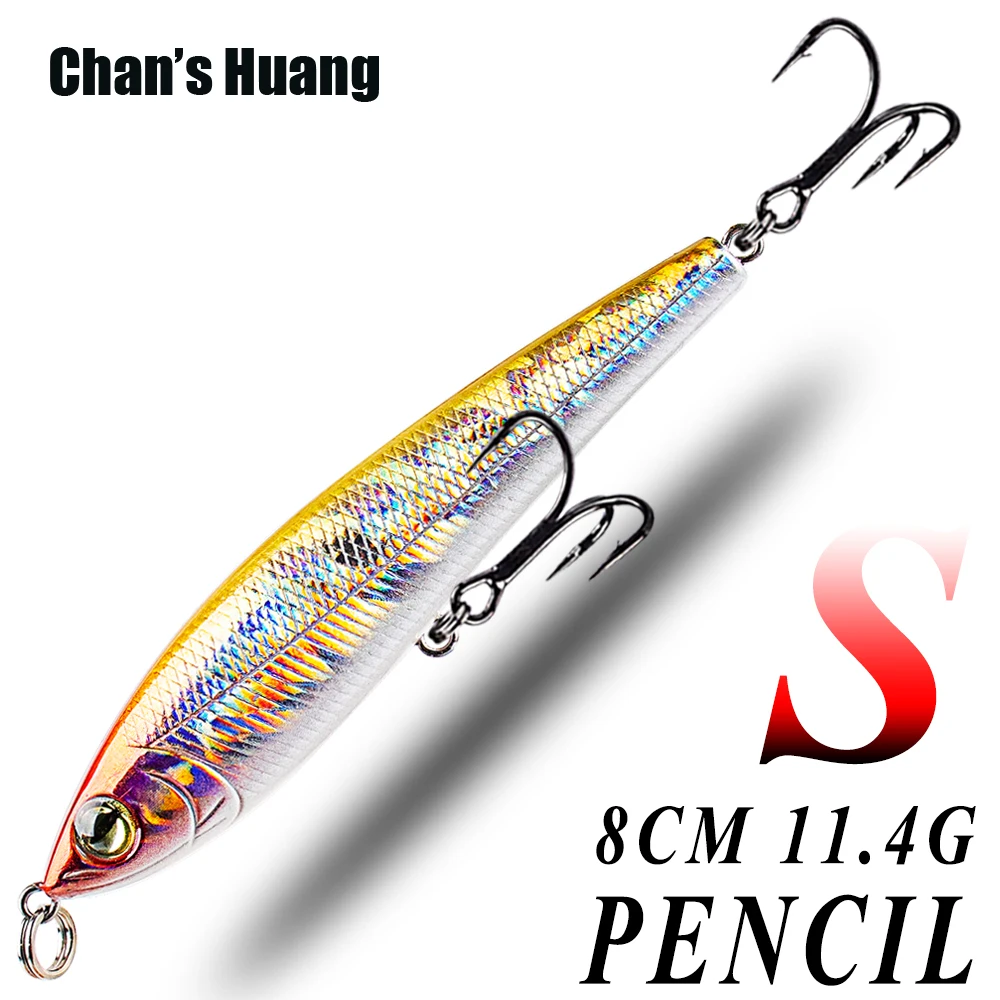 Фото Chan's Huang, 1 шт., 8 см, 11,4 г, рыболовная приманка, карандашный воблер, тонущая искусственная жесткая приманка для длительного заброса, потоковая приманка для форели, окуня №1