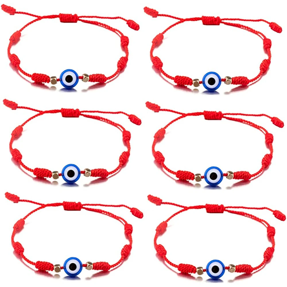 

6Pcs Red String Evil Eye Charm Bracelets for Women Men Teen 7 Knots Handmade Braided Bracelet Protection Friendship Adjustable