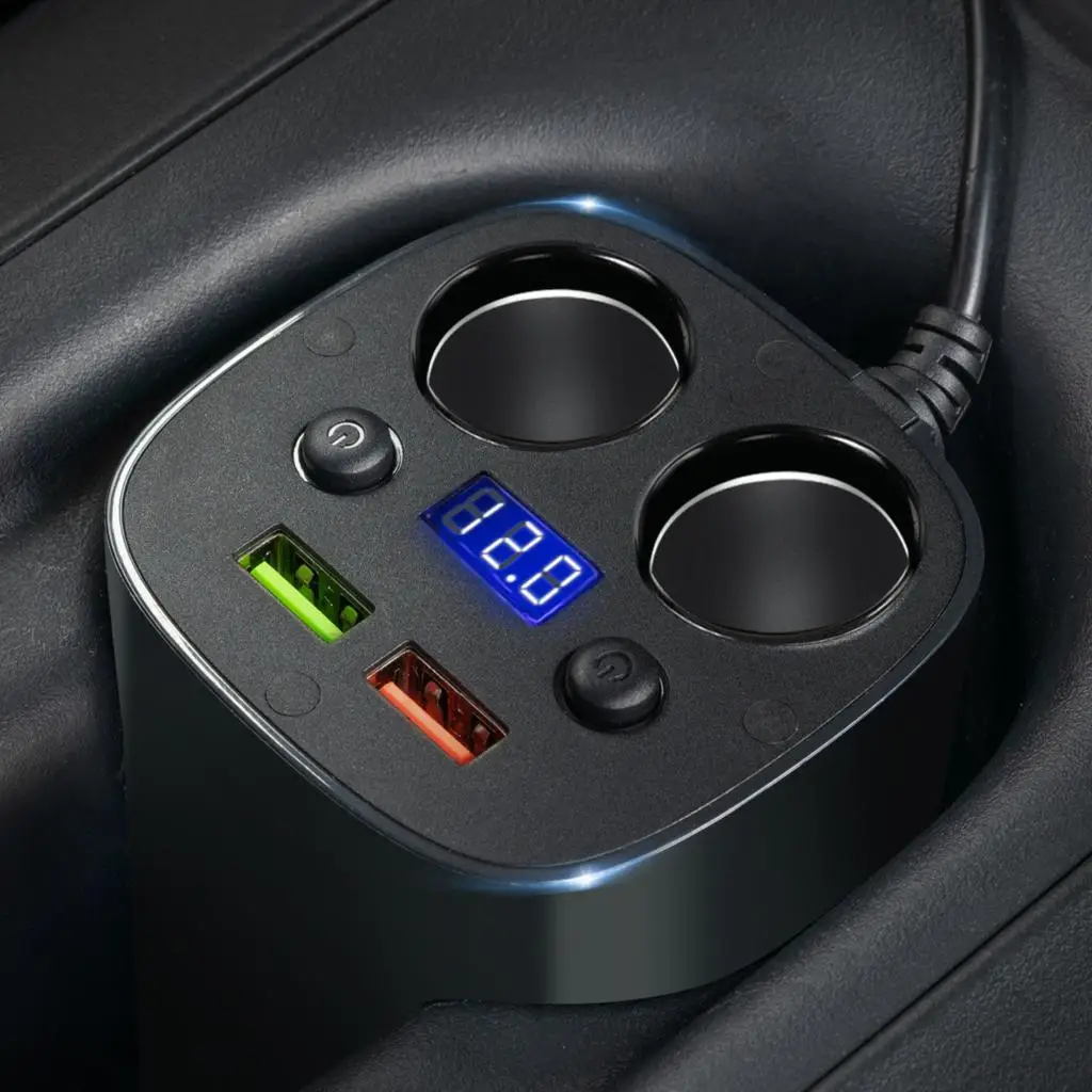 

3.1A Cup Car Charger Display Voltage 2 USB Splitter for Auto Car Splitter Cigarette Lighter Socket Cup Holder Ports LED Dsiplay