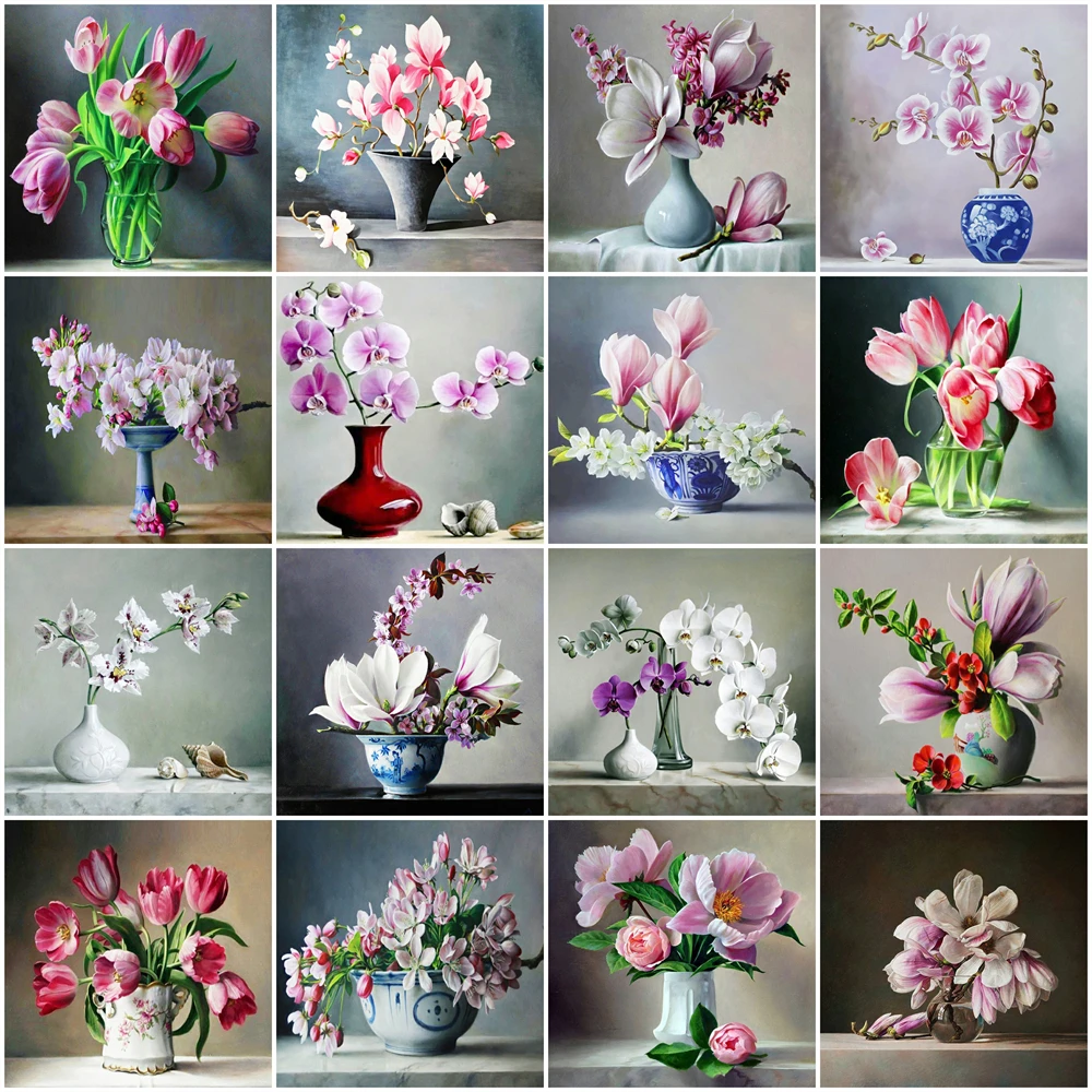 

MomoArt 5D Diamond Painting Orchid Lily Mosaic Art Kits Cross Stitch Diamond Embroidery Flower Bead Rhinestone Needlework Hobby