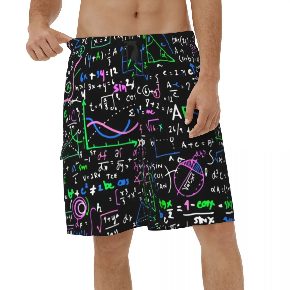 

Math Mystery Shorts Quick Dry Men's Swimwear Equations New Men Beach Board Shorts