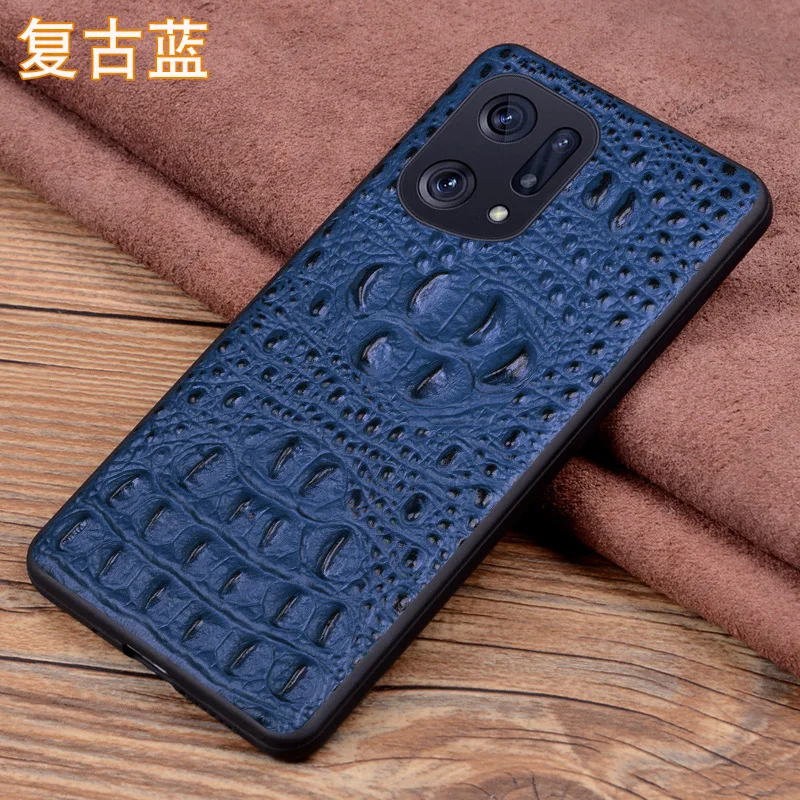 Hot Sales New Luxury Genuinnew Genuine Leather Luxury 3d Crocodile Head Phone Case For Oppo Find X5 Pro Magicv Cover Case