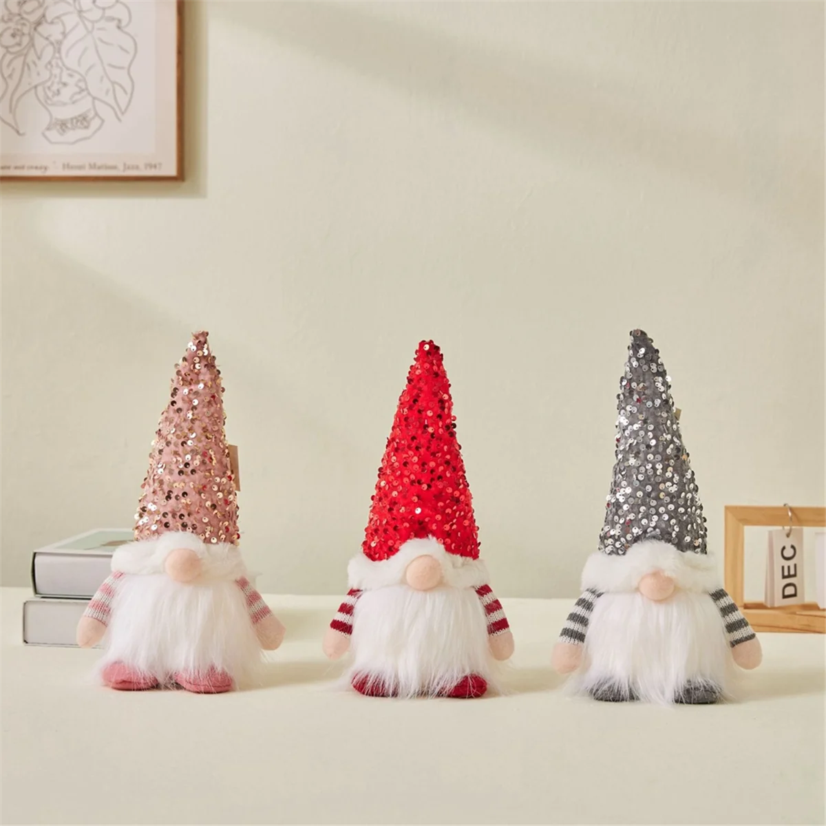 30 см светящаяся светодиодная рождественская кукла Эльф Гном со светодиодной