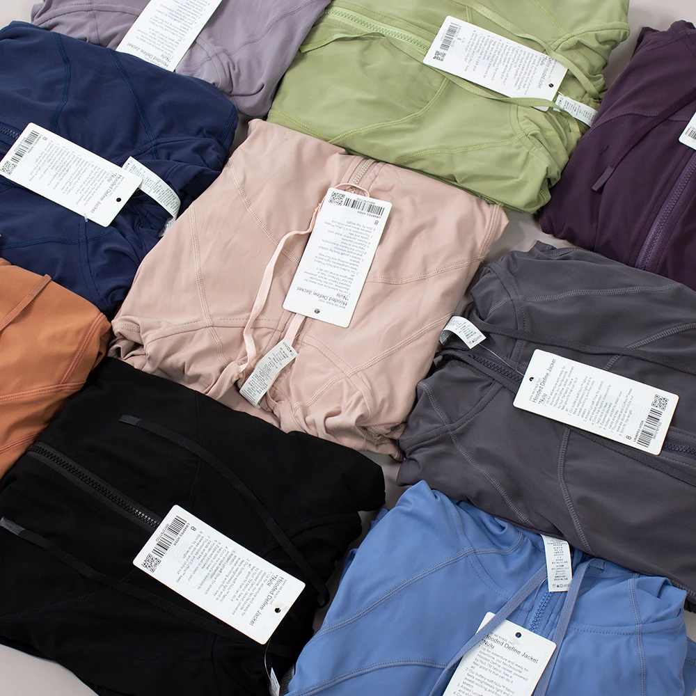 Lulu Women Yoga Long Sleeve Hooded Define Jacket Sports Coat With Pockets Quick Dry Breathable Fitness Running Zip Up Jackets