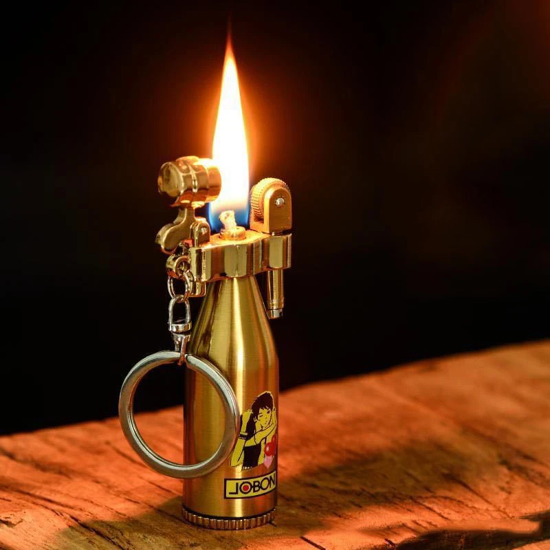 

Torch Free Fire Keychain Lighter Retro Bullet Flint Grinding Wheel Oil Lighter New Metal Cigar Cigarette Lighter Gadget For Man