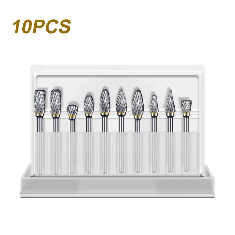 

UYANGG 10pc 1/8" Shank Tungsten Carbide Milling Cutter Rotary Tool Burr Double Diamond Cut Rotary Dremel Tools Electric Grinding