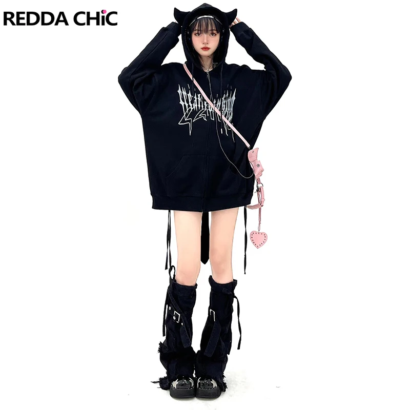 

Женские чулки REDDACHiC в стиле "Лолита", Облегающие расклешенные гетры с поясом-пряжкой, джинсовые черные свободные носки до колена в стиле кроаниме, кавайные