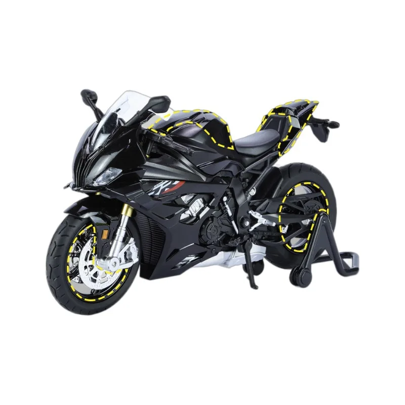 Фото Модель мотоцикла Huayi Alloy 1:12 RRS1000 со звуком и светом, скользящая игрушечная машинка, музыкальная модель-украшение №5