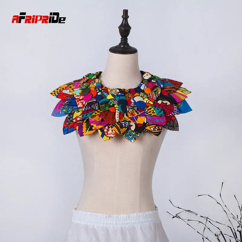 

2021 New Ankara Button Bib Button Earrings Statement Neckpiece Tribal Necklace Handmade Flower Shape African Jewelry SP135