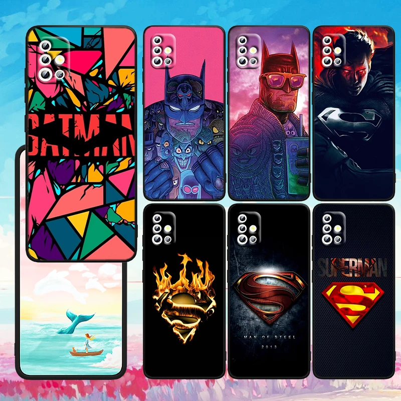

Superhero Superman Batman For Samsung A73 A72 A71 A53 A52 A51 A42 A33 A32 A23 A22 A21S A13 A04 A04S A03 5G Black Phone Case