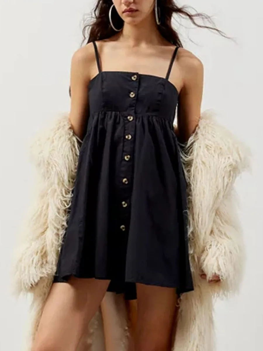 Мини-платье Rteyno женское ТРАПЕЦИЕВИДНОЕ летнее повседневное однотонное платье на