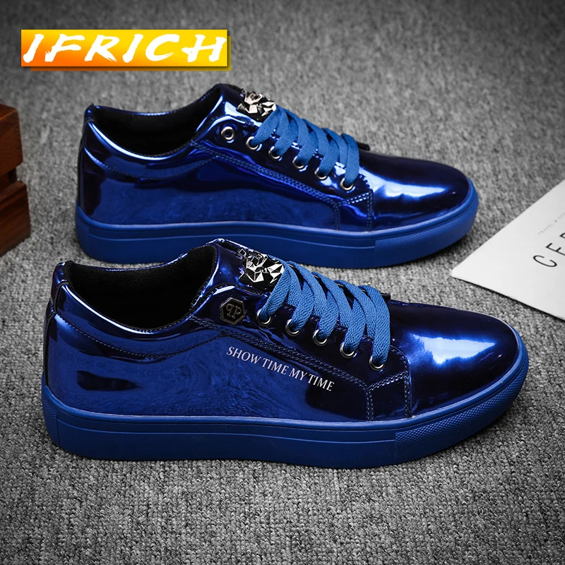 

Brand Designer Casual Men Shoes Silver Blue Man Brand Footwear Fashion Youth Casual Shoe Rubber Sole Man Casual Sneakers